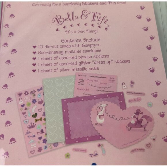 DaySpring Bella & Fifi Poodle & Cat Heart Stationary Valentine Set Scripture - Picture 10 of 11